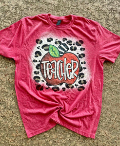 Leopard apple teacher tee